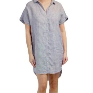 TAHARI size medium linen striped t shirt button down dress